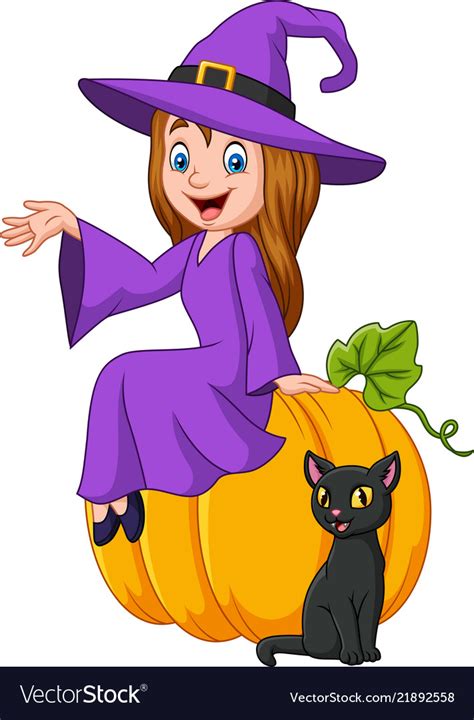 Unlock the cuteness with our witch cartoon for Halloween!